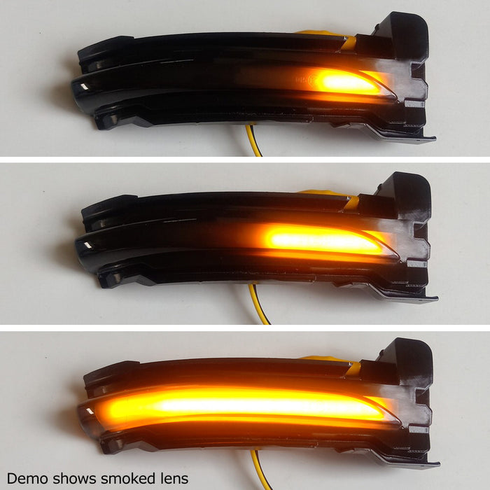 White Lens Sequential Blink Amber LED Side Mirror Lights For Ford Edge MK4 Focus