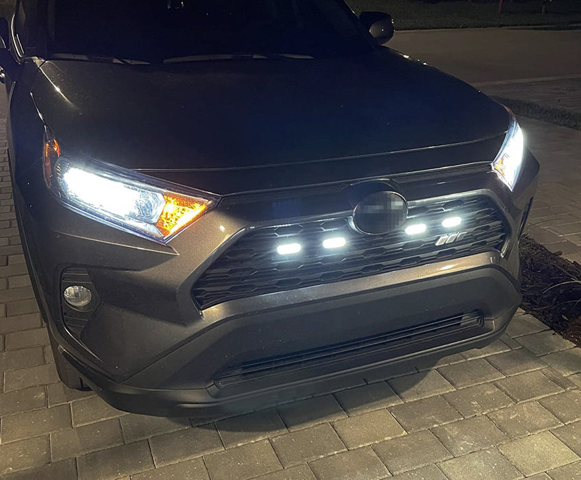 4pc Smoked TRD Style Front Grille White LED Lighting Kit For Toyota 2019-up RAV4