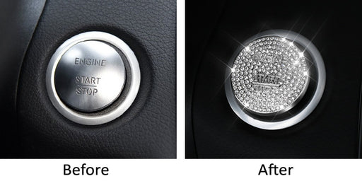 Crystal Decor Keyless Engine Start/Stop Push Start Button Cover Cap For Mercedes