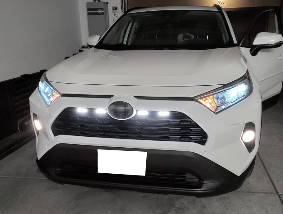 4pc Smoked TRD Style Front Grille White LED Lighting Kit For Toyota 2019-up RAV4