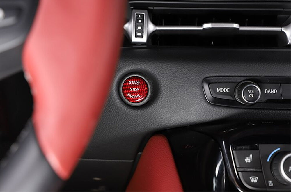 Red Real Carbon Fiber Engine Start/Stop Push Button Cover For Toyota Supra A90