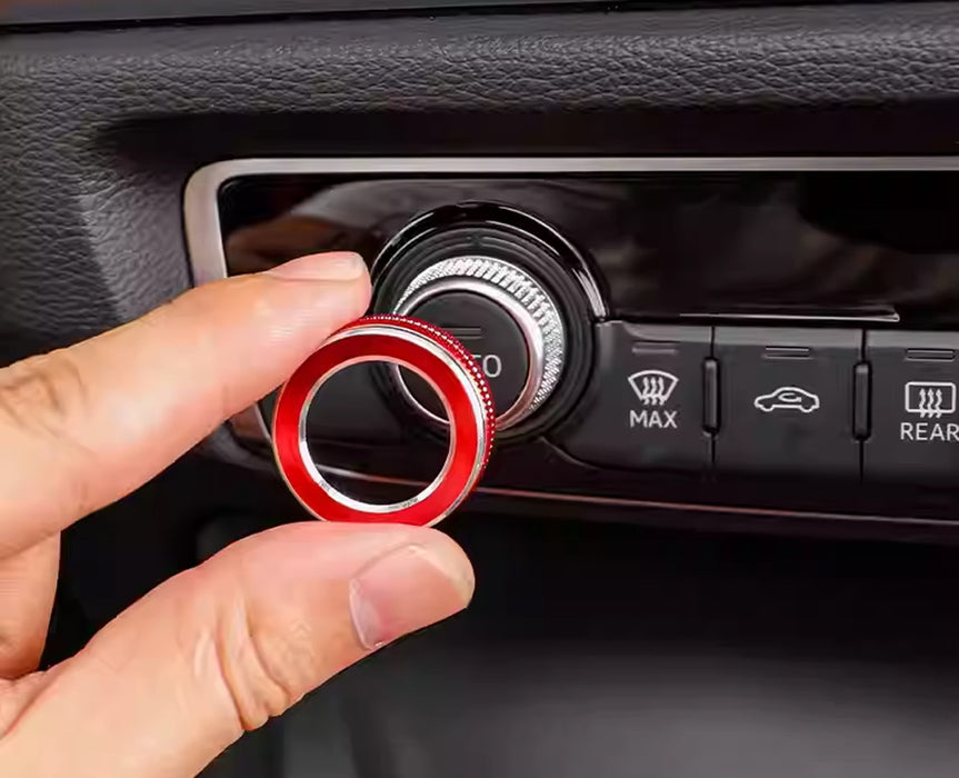 3pc Red Aluminum AC Climate Controls Knob Covers For Audi 2015-20 A3 & 19-up Q3