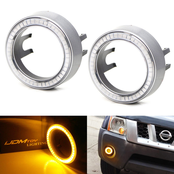 Amber 40-SMD LED Angel Eyes Halo Rings w/ Shroud For Fog Lights Retrofit DIY