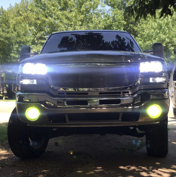 Clear Lens Fog Lamps w/ 15-SMD Gold Yellow LED Bulbs For 07-13 GMC Sierra Truck