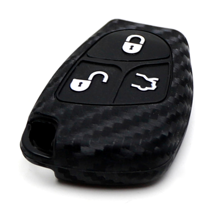 "Carbon Fiber" Style Silicone Key Fob Cover For Mercedes Gen1 C E S G CL Keyless