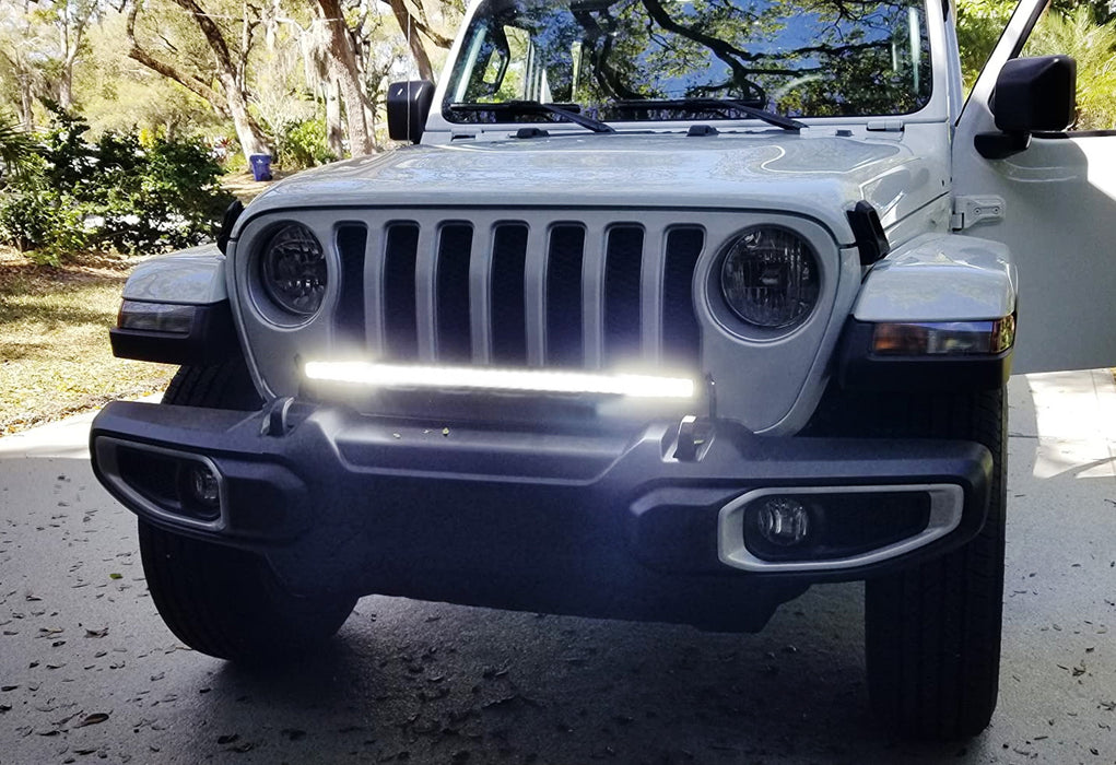 30" Above Bumper Single Row LED Light Bar w/Bracket + Relay For Jeep Wrangler JL