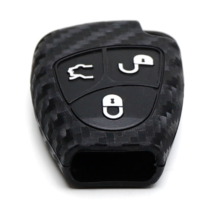 "Carbon Fiber" Style Silicone Key Fob Cover For Mercedes Gen1 C E S G CL Keyless