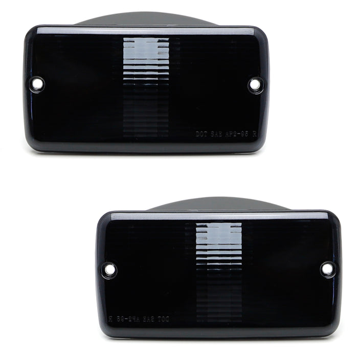 Pair Smoked Front Bumper  Turn Signal Light Housing Lens For 1997-06 Wrangler TJ