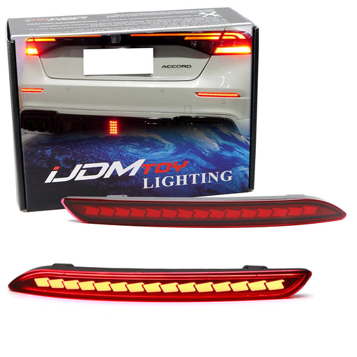 Full LED Bumper Reflectors For 23+ Honda Accord, As Tail/Brake/Sequential Signal