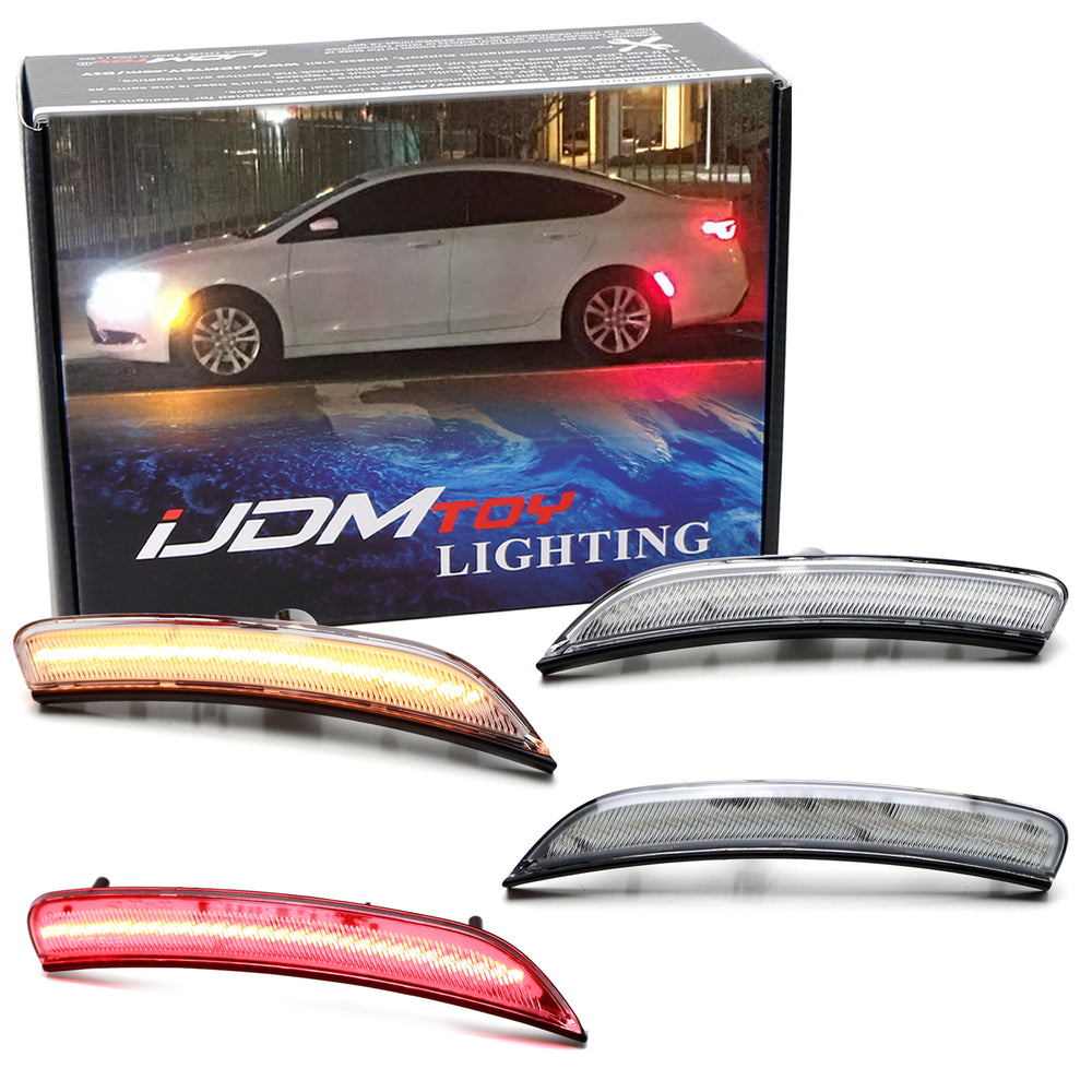 Clear Lens Amber/Red Full LED Wheel Arch Side Marker Light Kit For Chrysler 200