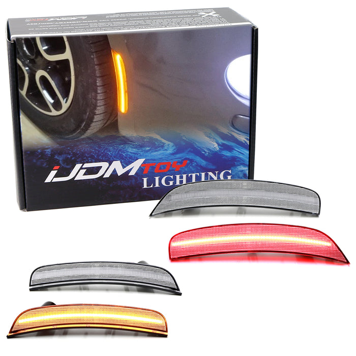 Clear Lens Amber/Red Full LED Wheel Arch Side Marker Lights For 2011-19 Fiat 500