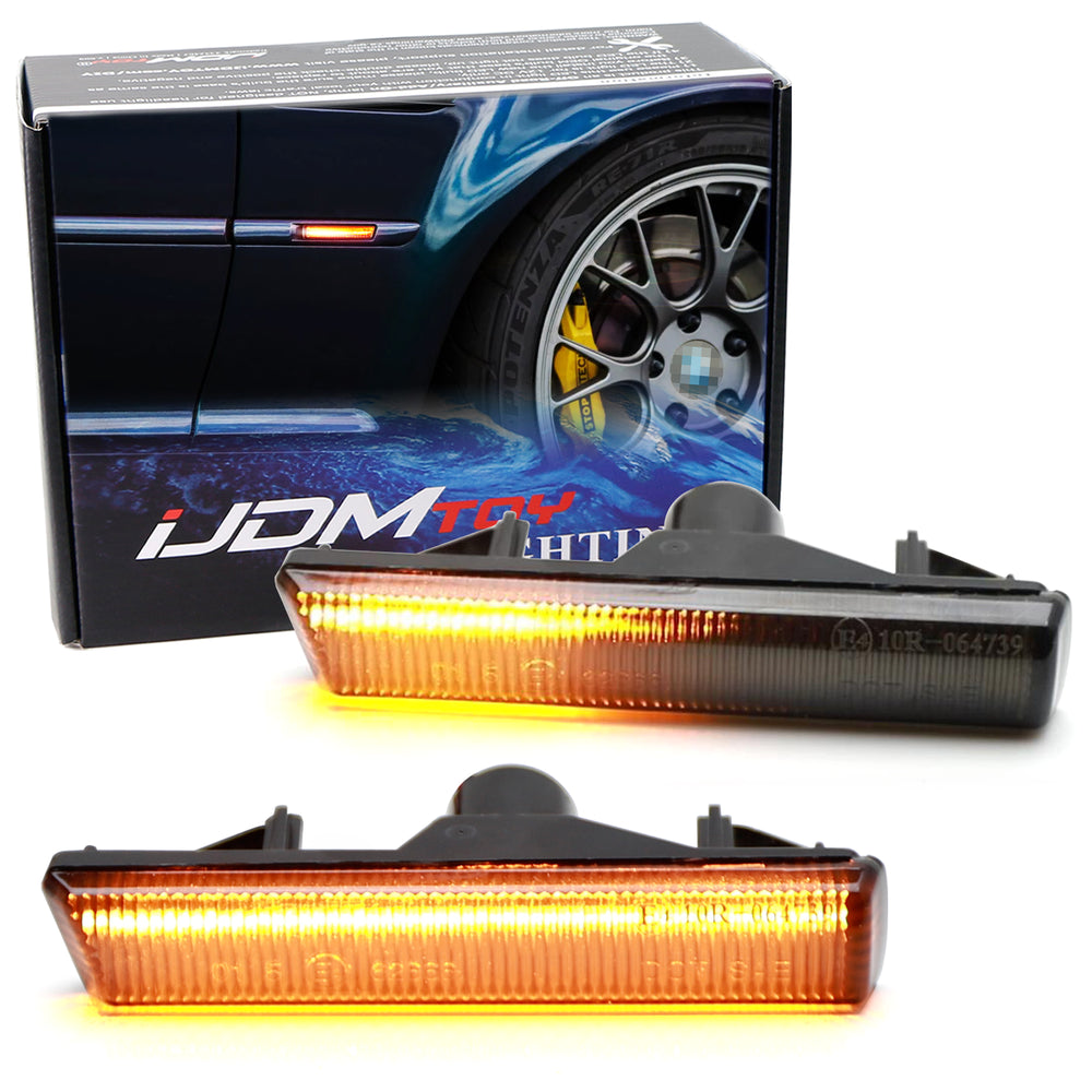 Smoke Lens Sequential Blink LED Fender Side Marker Lights For BMW E46 M3, E38 7s