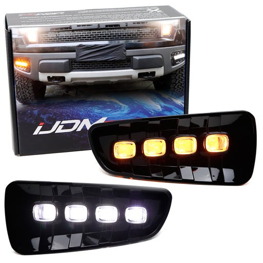 White/Amber Sequential Switchback LED DRL Fog Light Kit For 2010-14 Ford Raptor