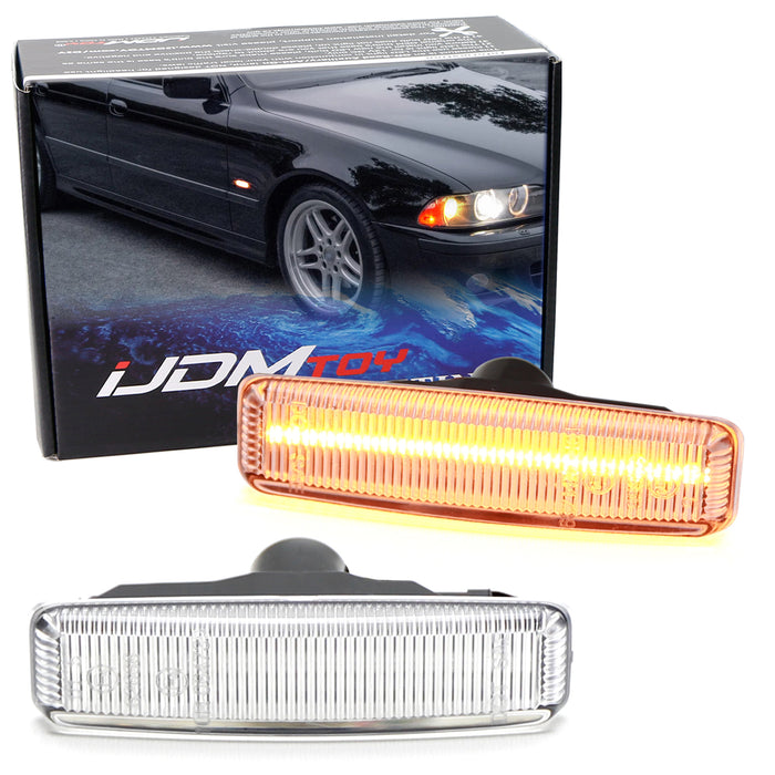 Clear Lens Amber Full LED Strip Fender Blinker Side Markers For BMW E39 5 Series