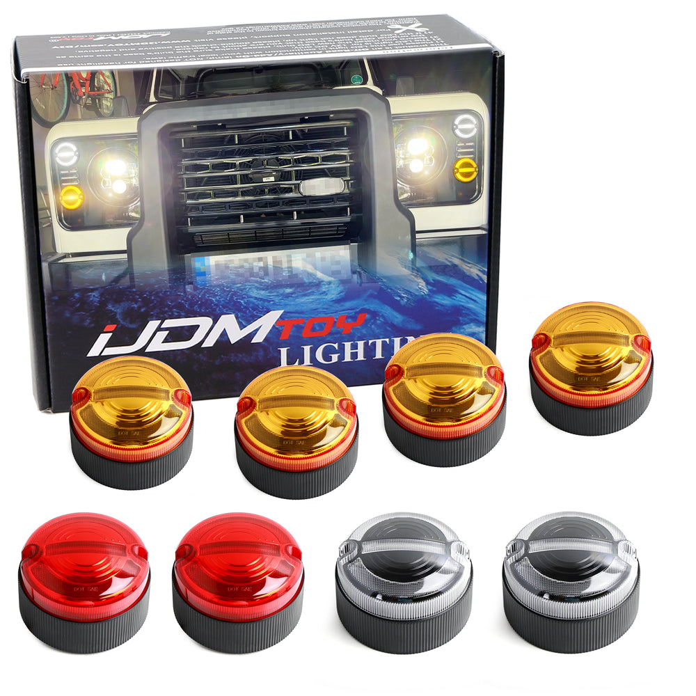 Clear/Amber/Red Lens 8pc Large 95m Full LED Upgrade Kit For Land Rover Defender