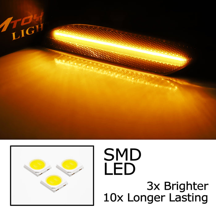 Smoked Lens Amber Full LED Side Marker Lights For 07-09 Mercedes W221 S-Class