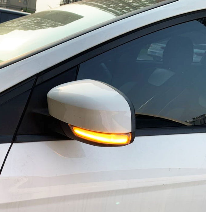 White Lens Sequential Blink Amber LED Side Mirror Lights For Ford Edge MK4 Focus