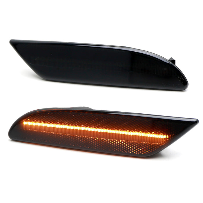 Smoked Lens Amber Full LED Side Marker Lights For 07-09 Mercedes W221 S-Class