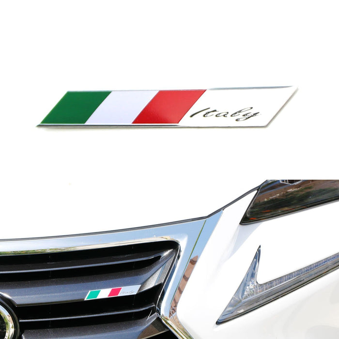 Aluminum Plate Italian Flag Emblem Badge For Car Front Grille Side Fender Trunk