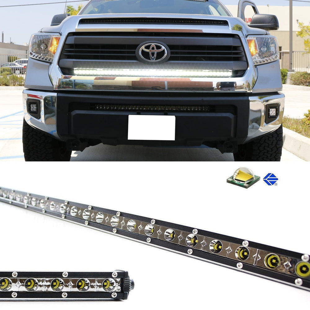 126W 45" LED Light Bar w/Behind Grille Mount Bracket For 2014-2021 Toyota Tundra