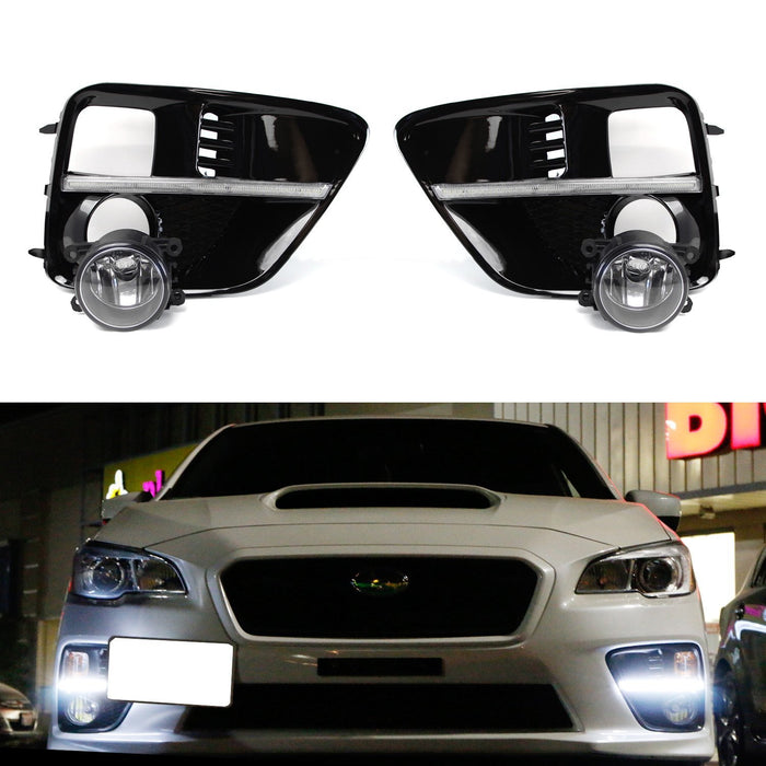 S4 LED Bezel Daytime Running Lights w/Halogen Fog Lamp For 15-17 Subaru WRX/STi