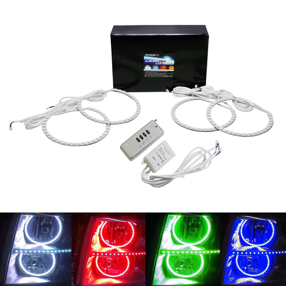 Wireless RGB 7-Color LED Angel Eyes Halo Rings Kit For 07-14 GMC Chevy Truck SUV