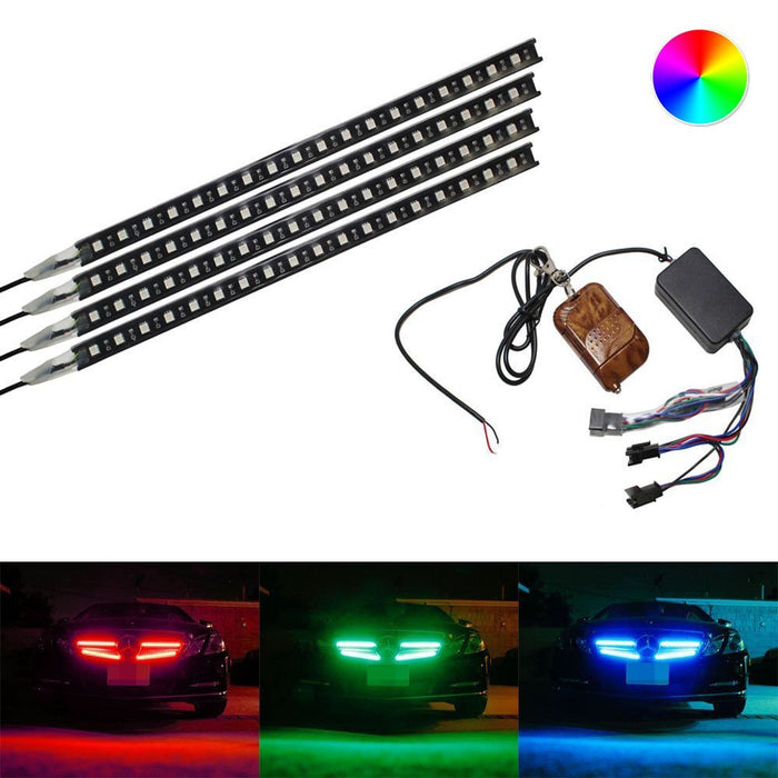 4-Strip 12" 7-Color RGB 72-LED Knight Night Rider Scanner Lighting Bars w/Remote