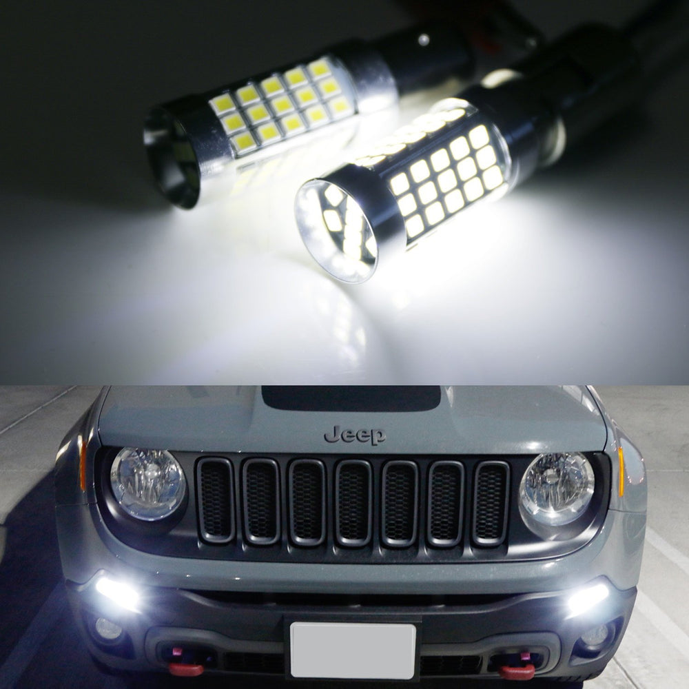 6000K Xenon White CAN-bus LED Daytime Running DRL Bulbs For 15-19 Jeep Renegade