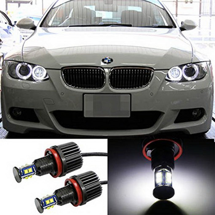 Mega 80W 7000K White BMW H8 LED Angel Eyes Ring Marker Bulbs For 1 3 5 X Series