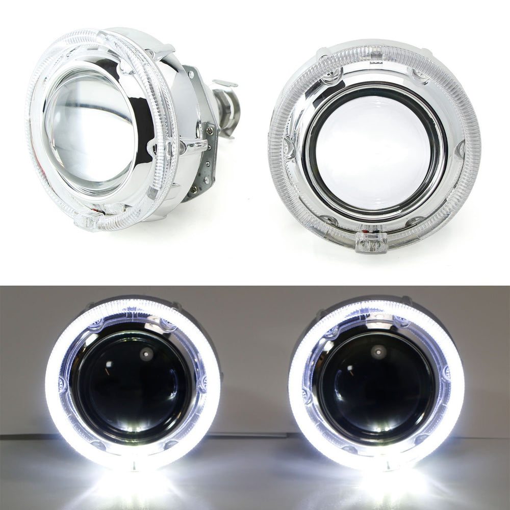 3.0" H1 Bi-Xenon Projector Lens VW GTI Style LED Halo Ring Shroud For Headlights