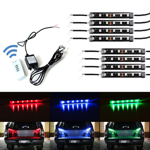 8pcs RGB Multi-Color Truck Bed Cargo Area LED Lighting Kit w/ Wireless Remote