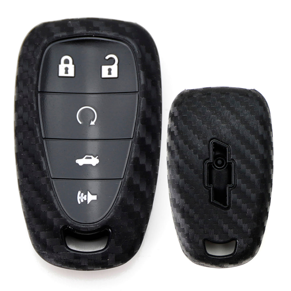 Carbon Fiber Pattern Soft Silicone Key Fob Cover For 16-up Chevy Camaro Cruze...