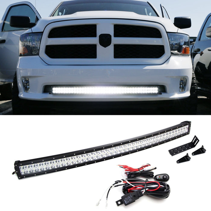 240W 42" LED Light Bar w/ Bumper Brackets, Wirings For 2009-18 RAM 1500 Express