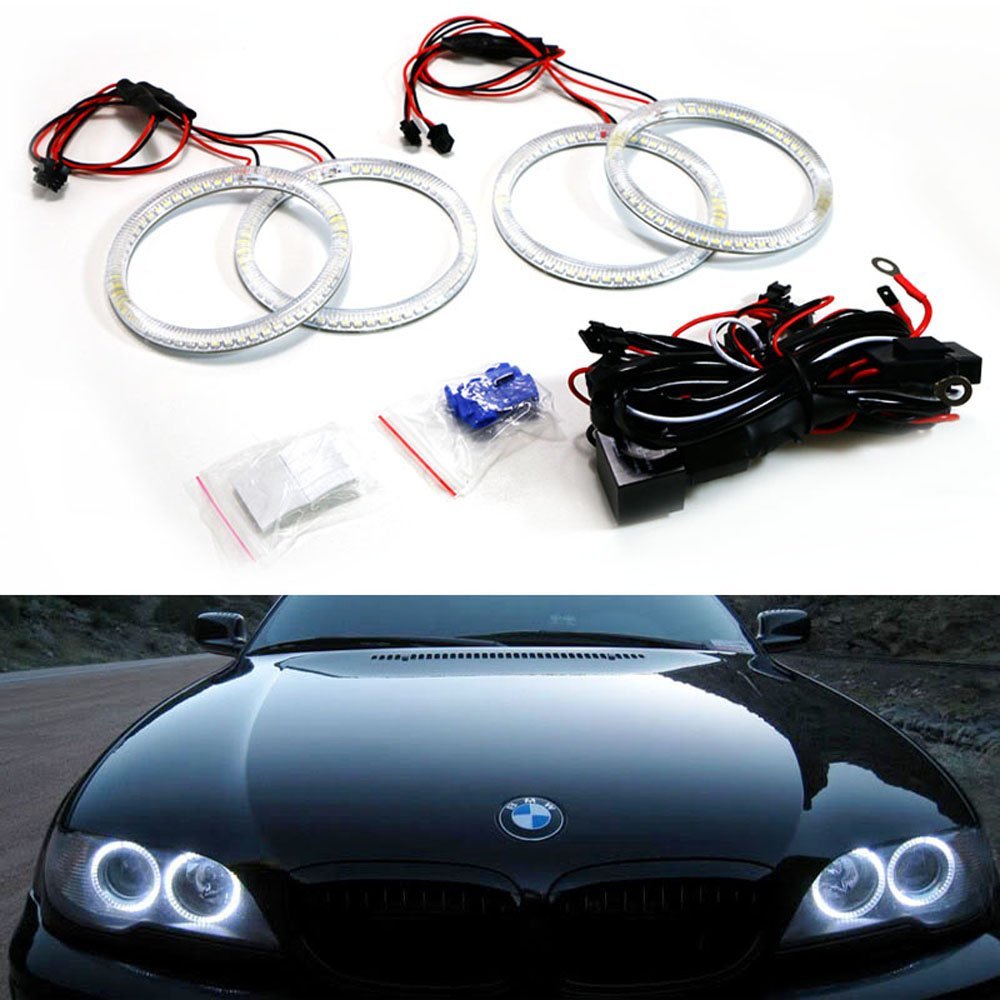 Xenon Headlight 240-SMD LED Angel Eyes Halo Rings For BMW LCI E46 3 Series Coupe