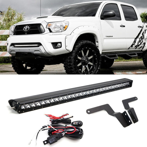 150W 30" LED Light Bar w/ Lower Bumper Brackets, Wirings For 05-15 Toyota Tacoma