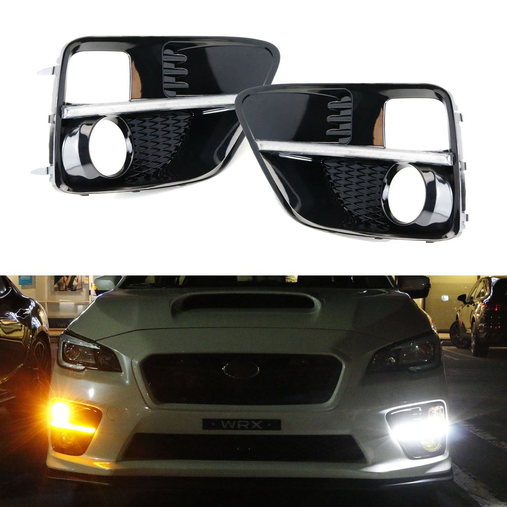 Switchback LED Daytime Running Light/Turn Signal Fog Light Bezels For 15-17 WRX