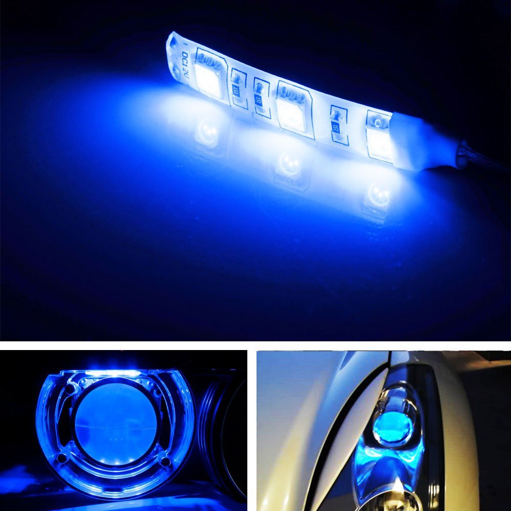 v2. Blue Demon Eyes LED Modules For Car Bike Headlights Projector Retrofit DIY