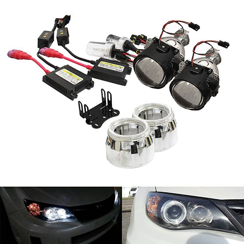 2.5" Mini Bi-Xenon Retrofit Projector Lens w/H1 HID Conversion Kit, Shroud Combo