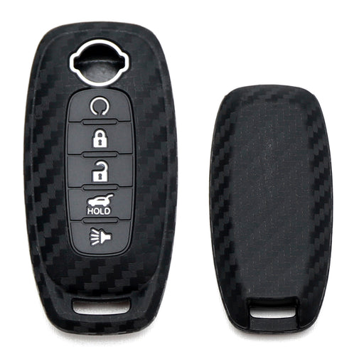 Carbon Fiber Pattern Silicone Cover For Nissan 22+ Rogue Pathfinder 5B Key Fob