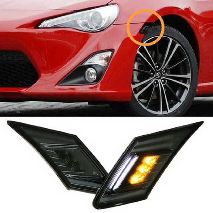 White/Amber LED Smoked Lens Side Marker Blinker Lights For Scion FR-S Subaru BRZ