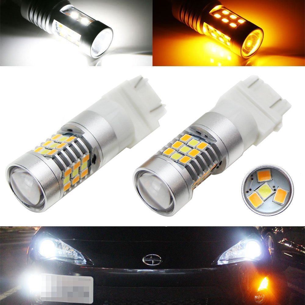 White/Amber High Power 28-SMD 3157 Switchback LED Bulbs For Turn Signal Lights