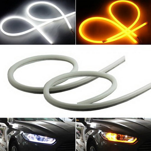 Even Illuminating White/Amber Switchback LED Strip Lights For Headlight Retrofit