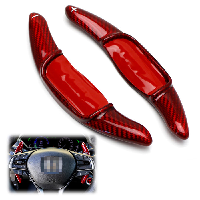 Red Carbon Fiber Steering Wheel Paddle Shifter Extension For 18-up Toyota Camry