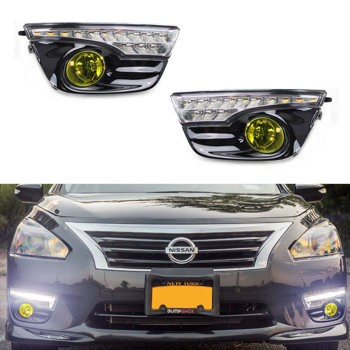 Switchback LED Daytime Running Lights w/ Yellow Fog Lamps Kit For Nissan Altima