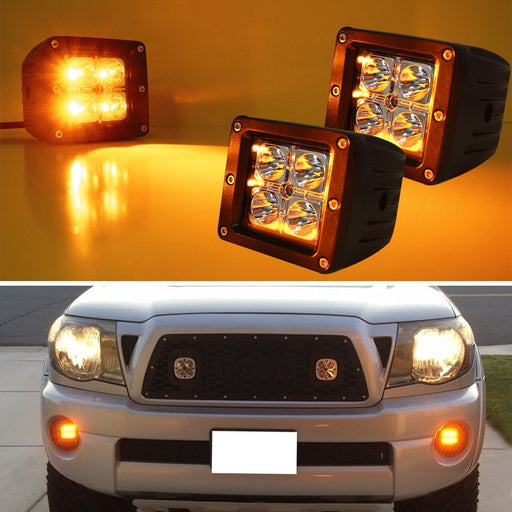 3-Inch Cubic 20W CREE Amber LED Pod Lights For Truck Jeep Off-Road ATV 4WD 4x4