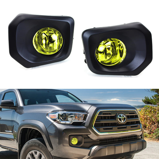 Complete Yellow Lens Fog Light Kit w/Bezel Covers Wiring For 16-up Toyota Tacoma