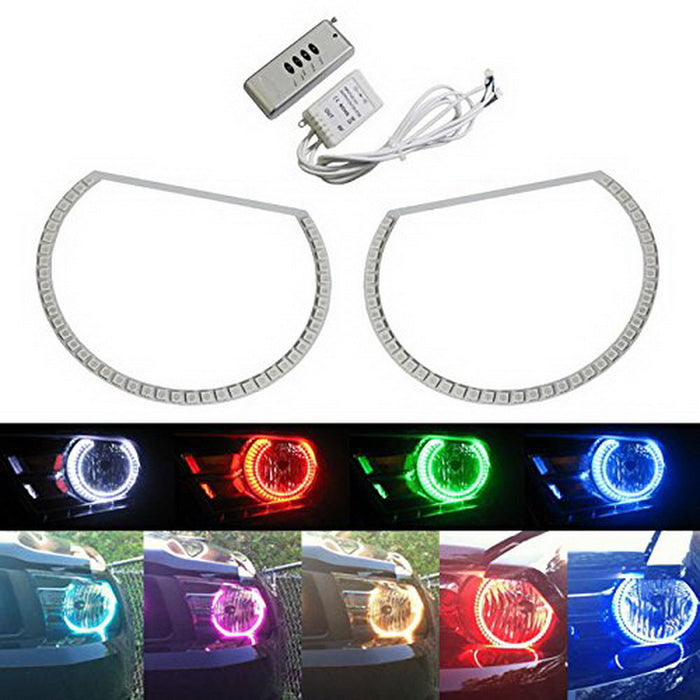 2005-12 Ford Mustang Headlight Retrofit RGB Multi-Color LED Angel Eye Halo Rings