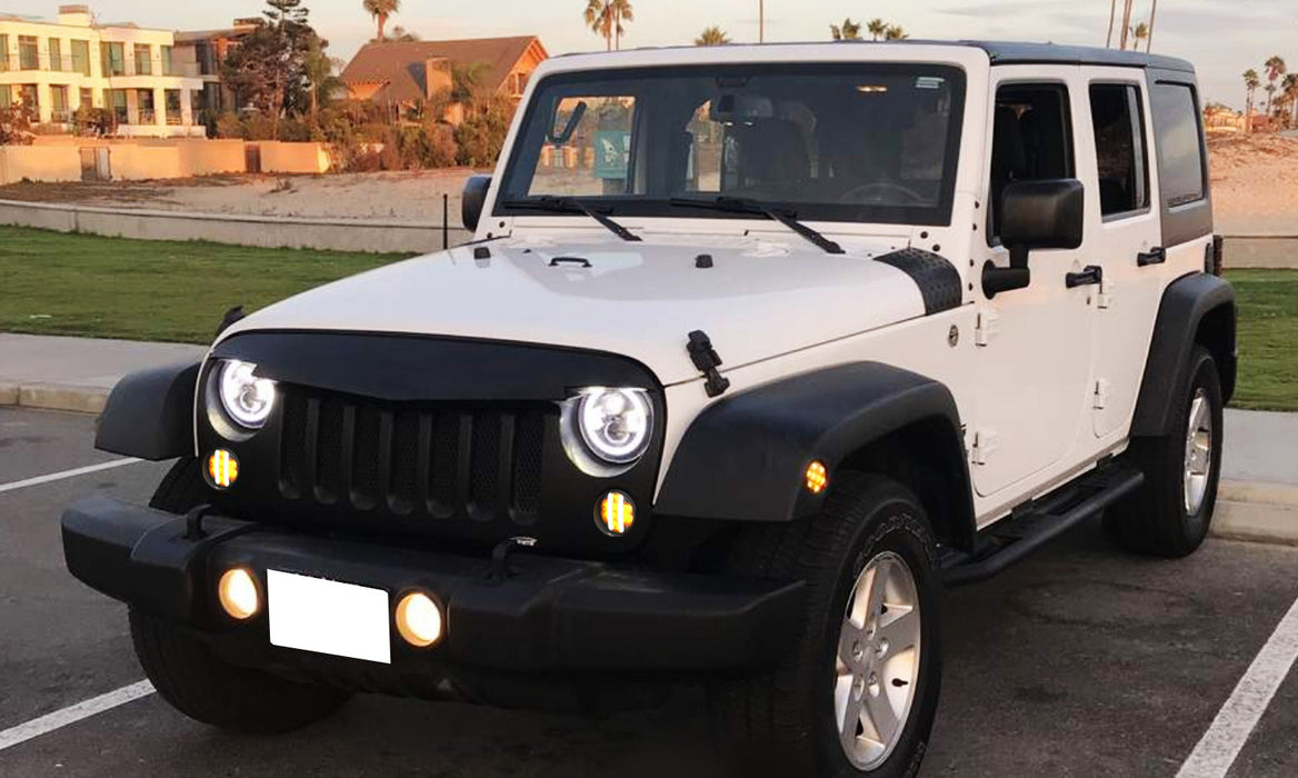 Smoked Lens Amber LED Side Marker Lights/Fender Flare Lamps For Jeep Wrangler JK