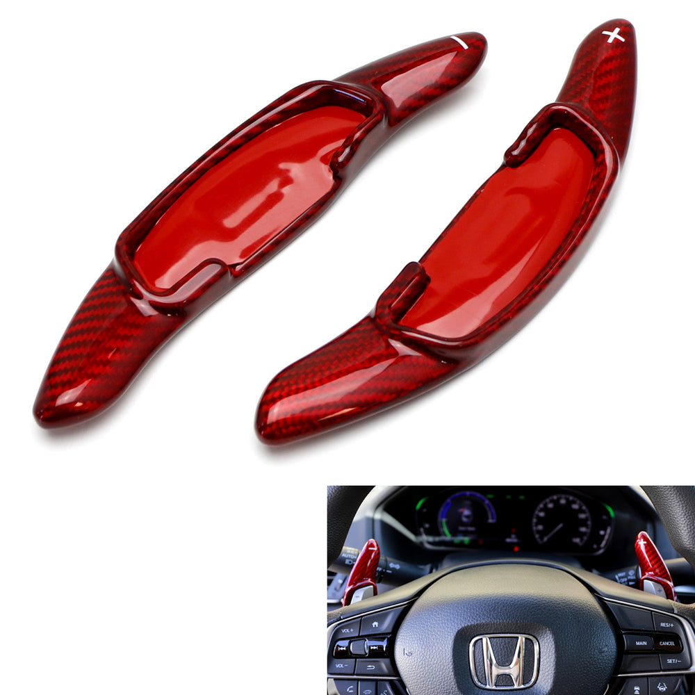 Red Carbon Fiber Steering Wheel Paddle Shifter Extension For Honda Accord Civic