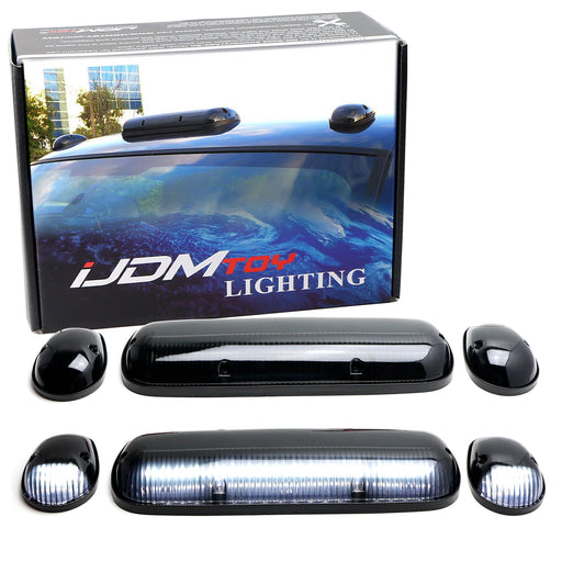 3pc Set Smoked Lens White LED Cab Roof Clearance Light Kit For Chevy GMC Trucks